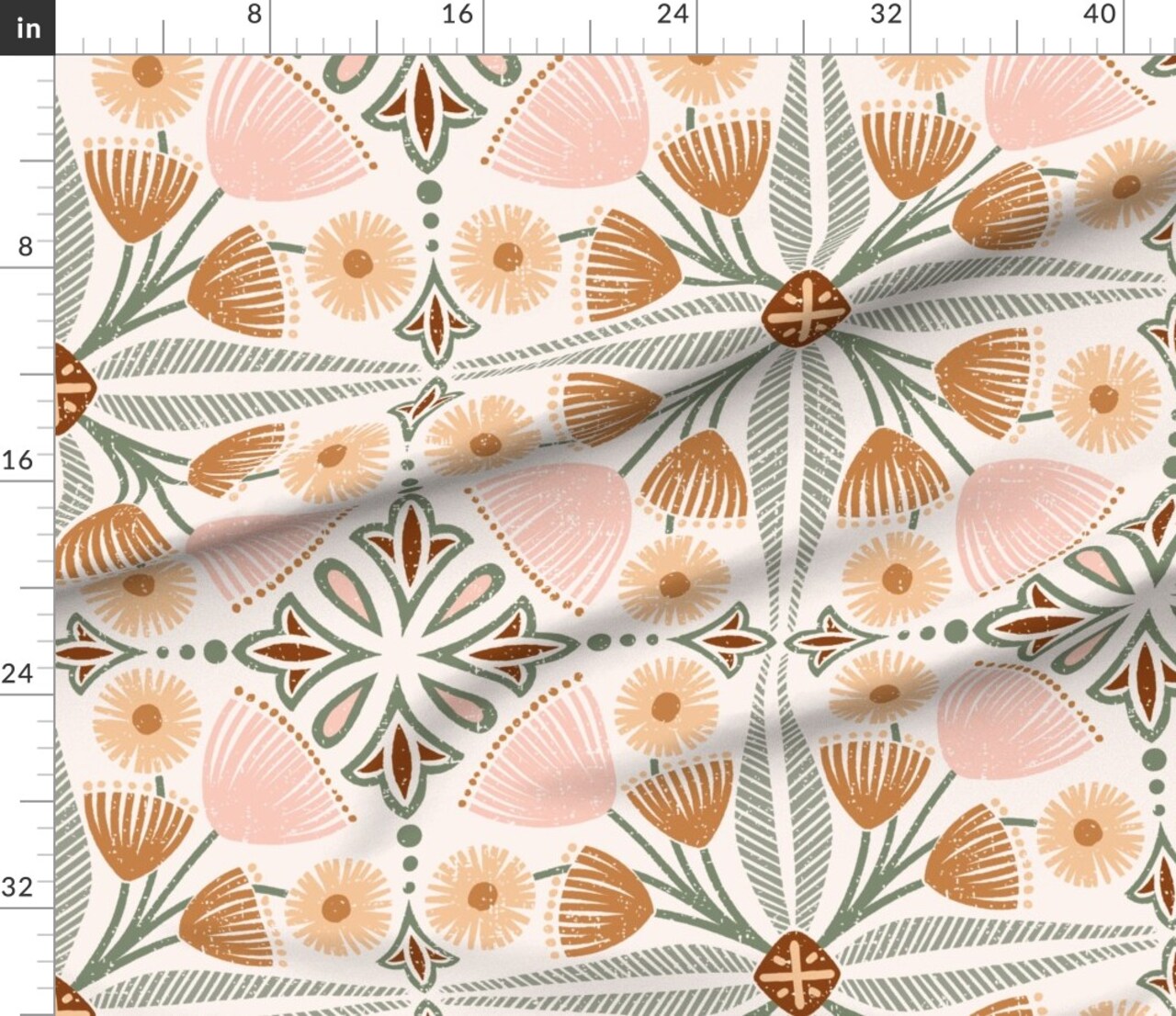 Tiles Pinks Tuscan Blush Italian Villa Floral Quatrefoil Large Scale Custom Printed Fabric by Spoonflower Various Fabrics by the Yard or Fat Quarter